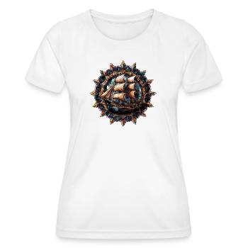 Kaleidoskopisches Segelschiff - Frauen Funktions-T-Shirt - Weiß - Vorne - AI Model Female 172 dark (172cm)