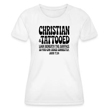 Christian Tattooed - T-shirt sport Femme - blanc - Devant - AI Model Female 172 dark (172cm)