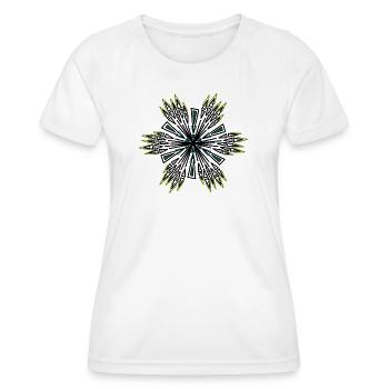 Étoile géométrique en spirale bleu-vert - T-shirt sport Femme - blanc - Devant - AI Model Female 172 dark (172cm)