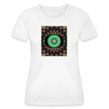 Kaleidoskopisches Augenmuster - Frauen Funktions-T-Shirt - Weiß - Vorne - AI Model Female 172 dark (172cm)