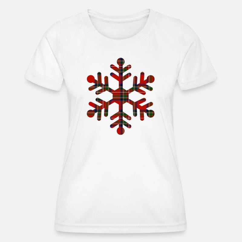 Red Tartan Snowflake - Women's Functional T-Shirt - white