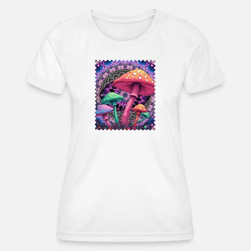 Psychedelic Mushroom Shapes Neon - Women's Functional T-Shirt - white