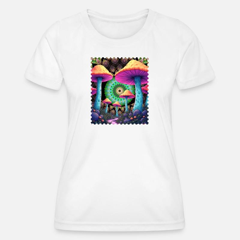 Psychedelic mushrooms in the mandala forest - Women's Functional T-Shirt - white