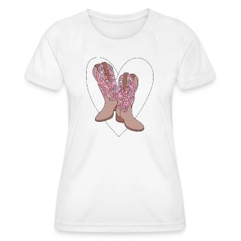 Western boots and heart, bohemian poetry - Women's Functional T-Shirt - white - Front - AI Model Female 172 dark (172cm)
