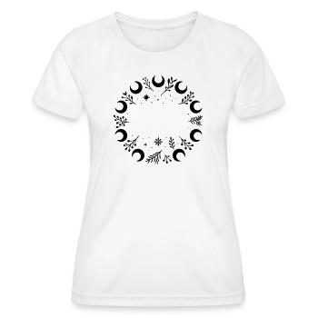 Mystic Yule Kranz mit Monden, Zweigen und Sterne - Frauen Funktions-T-Shirt - Weiß - Vorne - AI Model Female 172 dark (172cm)