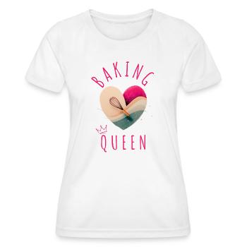 "Baking Queen - Herz!" - Frauen Funktions-T-Shirt - Weiß - Vorne - AI Model Female 172 dark (172cm)