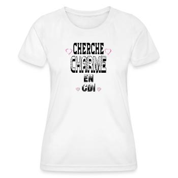 Cherche Charme en CDI - T-shirt sport Femme - blanc - Devant - AI Model Female 172 dark (172cm)