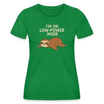 Sleep Sloth: Low Power Mode - Women's Functional T-Shirt - kelly green - Front - AI Model Female 172 dark (172cm)