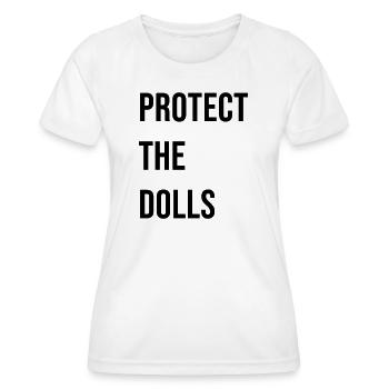 Protect_the_Dolls_- - T-shirt sport Femme - blanc - Devant - AI Model Female 172 dark (172cm)
