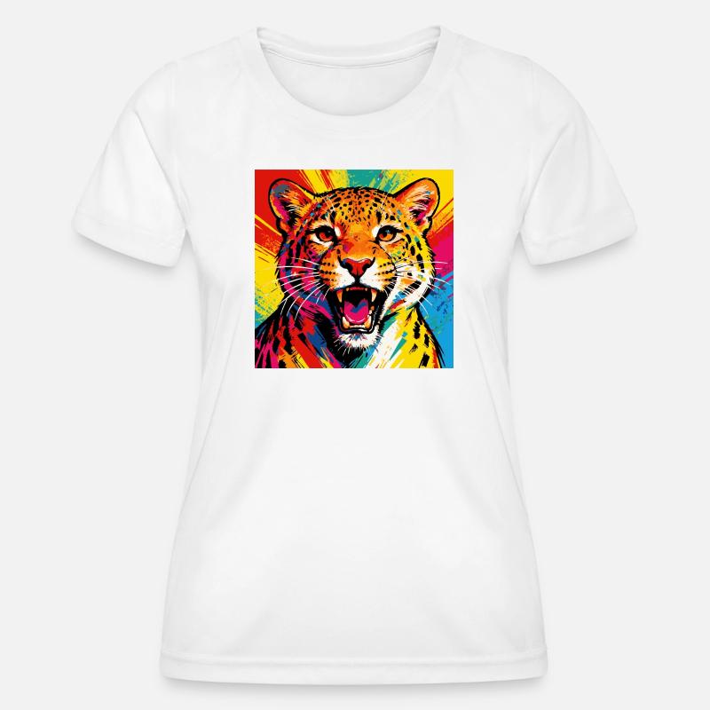 Leopard Pop Art Color Explosion - Women's Functional T-Shirt - white