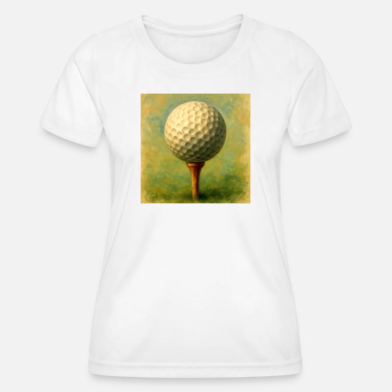 Golf ball in artistic board on tee - Women's Functional T-Shirt - white
