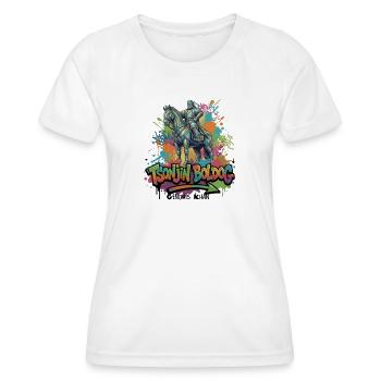 Gengis Khan – Cavalier du vent de la steppe sans fin - T-shirt sport Femme - blanc - Devant - AI Model Female 172 dark (172cm)
