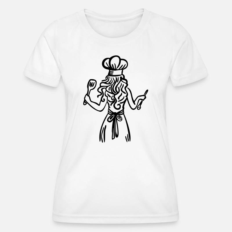 Mama's Soulfood Chef – Loving Kitchen Line Art - Women's Functional T-Shirt - white