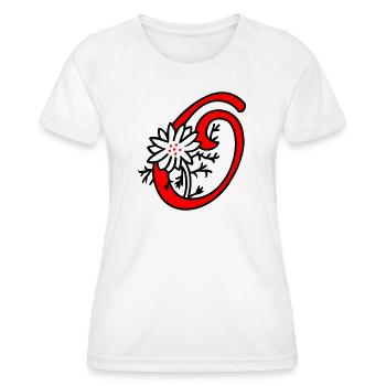 Lettre O Initiale - T-shirt sport Femme - blanc - Devant - AI Model Female 172 dark (172cm)