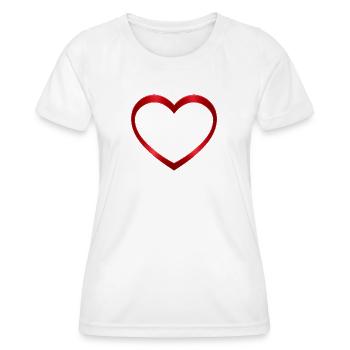 NOUVEAU -- Design de cœur rouge lumineux – Magnifique ! - T-shirt sport Femme - blanc - Devant - AI Model Female 172 dark (172cm)