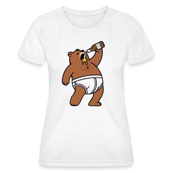Berlin Party Bär Bierflasche Bier Party Unterhose - Frauen Funktions-T-Shirt - Weiß - Vorne - AI Model Female 172 dark (172cm)