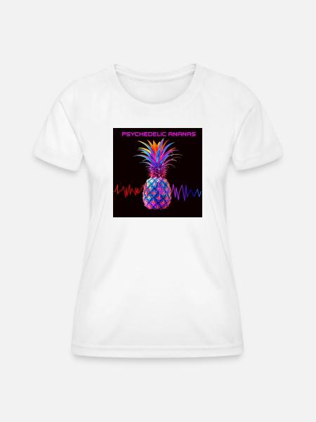 Psychedelischer Ananas Neonprint - Frauen Funktions-T-Shirt - Weiß