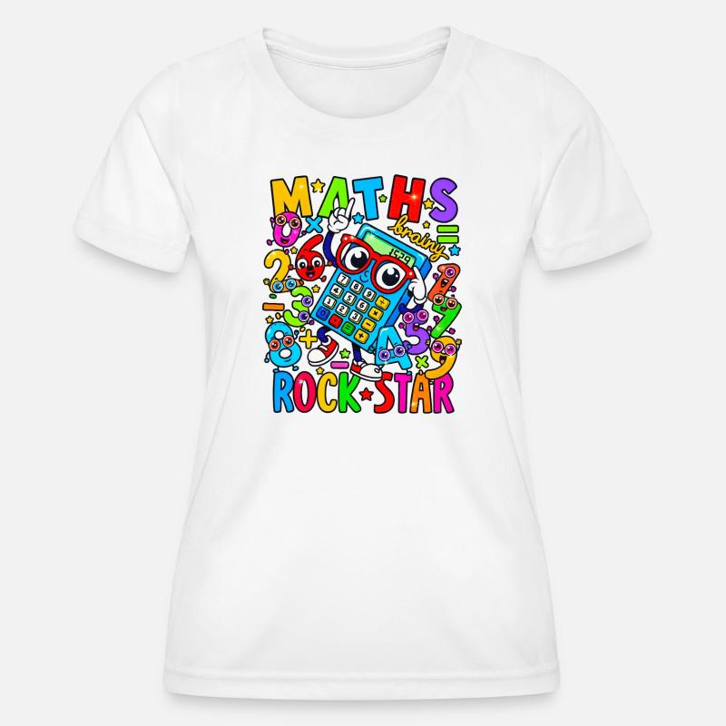 Math Rock Star Calculator Neon - Women's Functional T-Shirt - white