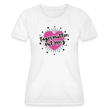 Nourrice avec cœur Éducatrice Crèche Maternelle - T-shirt sport Femme - blanc - Devant - AI Model Female 172 dark (172cm)