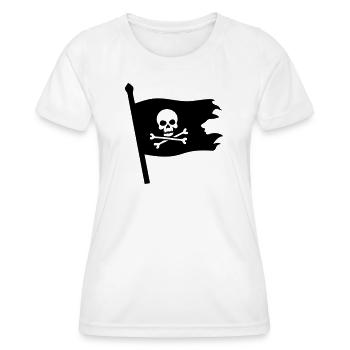 Piraten Totenkopf Jolly Roger - Frauen Funktions-T-Shirt - Weiß - Vorne - AI Model Female 172 dark (172cm)