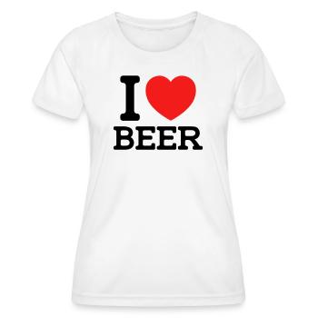 J’adore la bière (les couleurs peuvent être changées) - T-shirt sport Femme - blanc - Devant - AI Model Female 172 dark (172cm)
