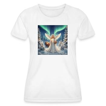 Engel im Nordlicht Winterwald - Frauen Funktions-T-Shirt - Weiß - Vorne - AI Model Female 172 dark (172cm)