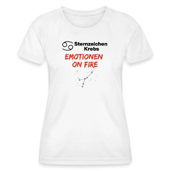 Sternzeichen Krebs – Emotionen on Fire, Geburtstag - Frauen Funktions-T-Shirt - Weiß - Vorne - AI Model Female 172 dark (172cm)