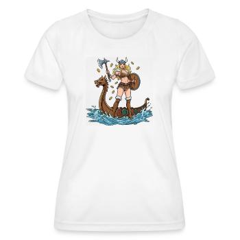 Norwegischer Wikinger-Pin-up - Frauen Funktions-T-Shirt - Weiß - Vorne - AI Model Female 172 dark (172cm)