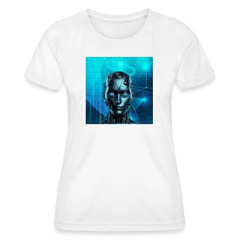Robot Face - T-shirt sport Femme - blanc - Devant - AI Model Female 172 dark (172cm)
