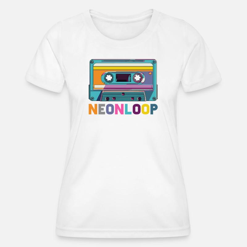 Neon Loop Cassette Design - Women's Functional T-Shirt - white