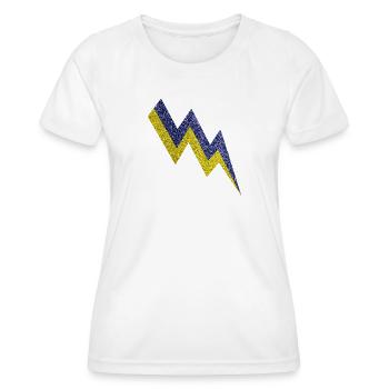 Gold and blue glittering lightning bolt - Women's Functional T-Shirt - white - Front - AI Model Female 172 dark (172cm)