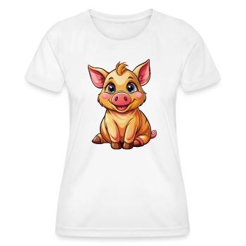 Sitzendes Schwein - Frauen Funktions-T-Shirt - Weiß - Vorne - AI Model Female 172 dark (172cm)