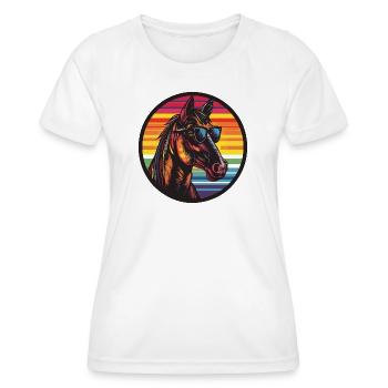 Pferd Pony mit Sonnenbrille - Frauen Funktions-T-Shirt - Weiß - Vorne - AI Model Female 172 dark (172cm)