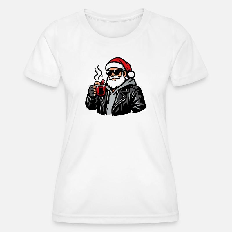 Biker Santa Coffee Break - Women's Functional T-Shirt - white