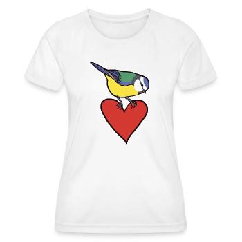 Meise und Herz - Frauen Funktions-T-Shirt - Weiß - Vorne - AI Model Female 172 dark (172cm)