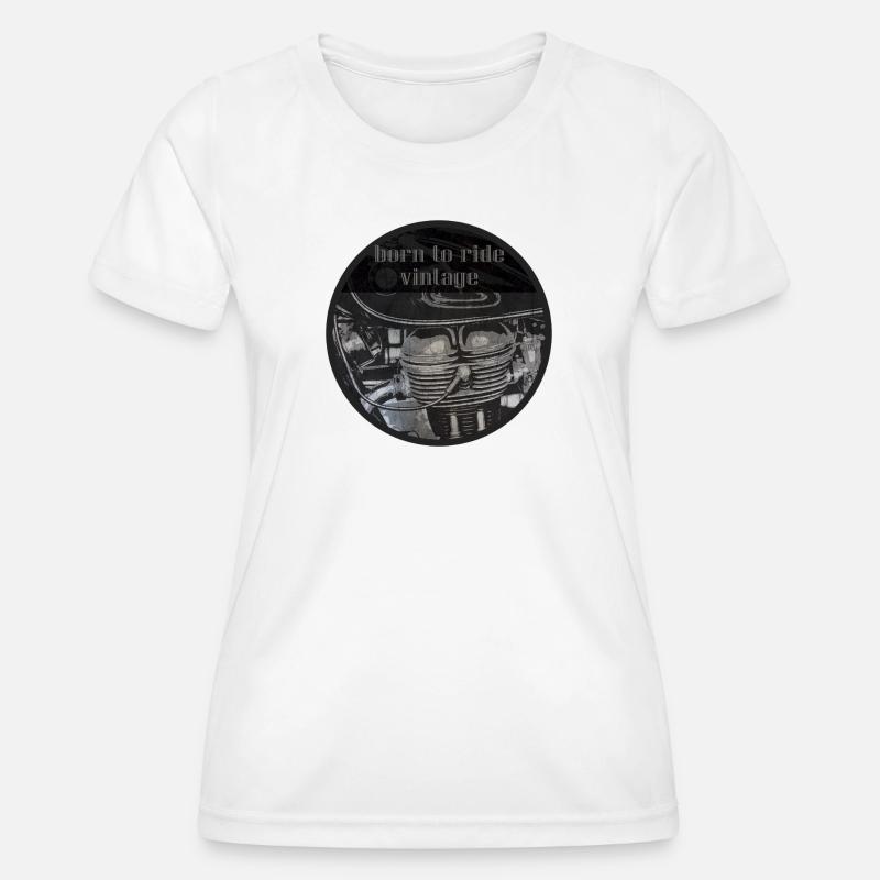 Born to Ride Vintage Engine - Women's Functional T-Shirt - white