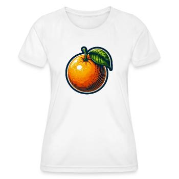 Helles Cartoon-Orange mit Blatt - Frauen Funktions-T-Shirt - Weiß - Vorne - AI Model Female 172 dark (172cm)