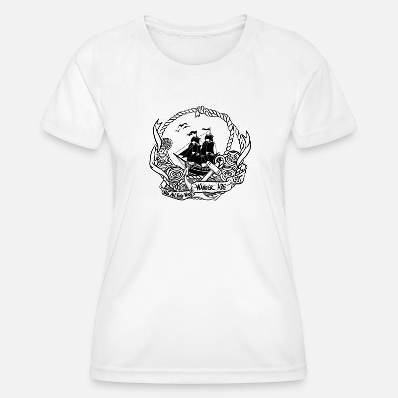 Pirate ship in a rope circle - Women's Functional T-Shirt - white