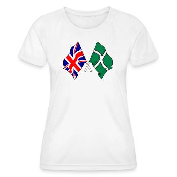 Devon & Great Britain Cross - Frauen Funktions-T-Shirt - Weiß - Vorne - AI Model Female 172 dark (172cm)