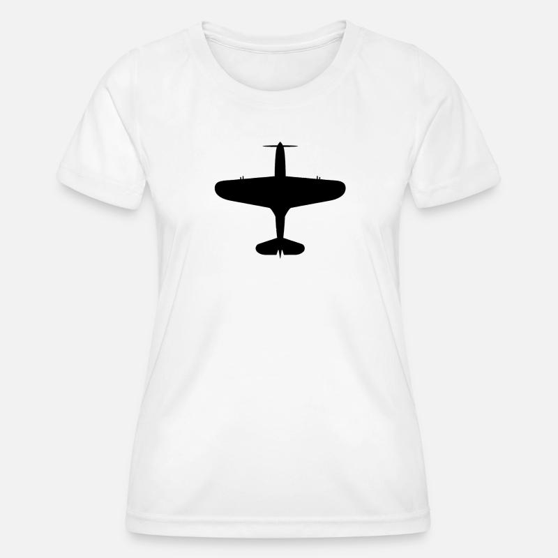 Top-Down Airplane Silhouette - Women's Functional T-Shirt - white