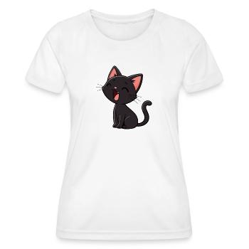 Minimal Laughing Black Kitten - Women's Functional T-Shirt - white - Front - AI Model Female 172 dark (172cm)