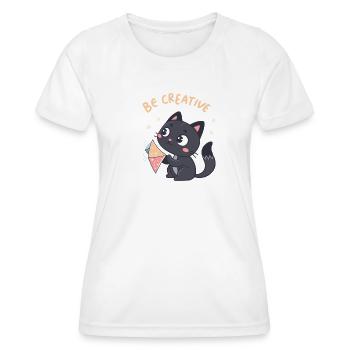 Kawaii-Katze und kreativer Drachen - Frauen Funktions-T-Shirt - Weiß - Vorne - AI Model Female 172 dark (172cm)