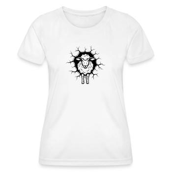 Percée du mur des moutons – Brise du mur des animaux drôles - T-shirt sport Femme - blanc - Devant - AI Model Female 172 dark (172cm)