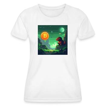 Odyssée Bitcoin dans l’espace - T-shirt sport Femme - blanc - Devant - AI Model Female 172 dark (172cm)