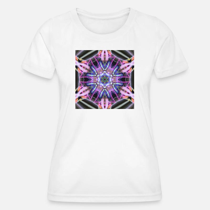 Psychedelic Neon Mandala Pattern - Women's Functional T-Shirt - white