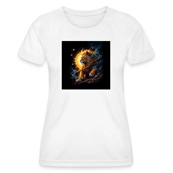 Lion solaire avec lunes et explosions - T-shirt sport Femme - blanc - Devant - AI Model Female 172 dark (172cm)