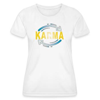 Karma - Minimalistisches Statement Design - Frauen Funktions-T-Shirt - Weiß - Vorne - AI Model Female 172 dark (172cm)