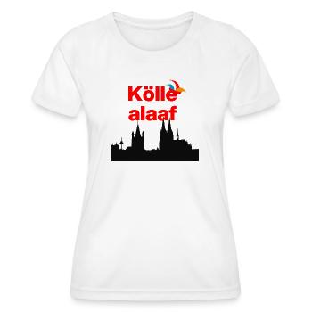 KÖLLE ALAF! 🃏KÖLN JECK, KARNEVAL, SESSION, KÖLSCH - Frauen Funktions-T-Shirt - Weiß - Vorne - AI Model Female 172 dark (172cm)