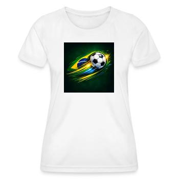 Brasilien Flagge Fußball Schwung - Frauen Funktions-T-Shirt - Weiß - Vorne - AI Model Female 172 dark (172cm)