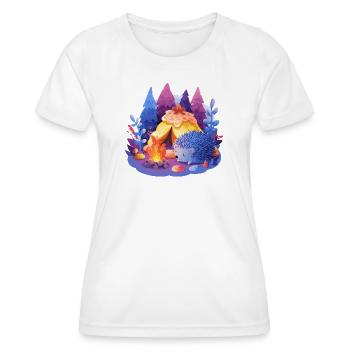 Schlafender Igel am Lagerfeuer - Frauen Funktions-T-Shirt - Weiß - Vorne - AI Model Female 172 dark (172cm)